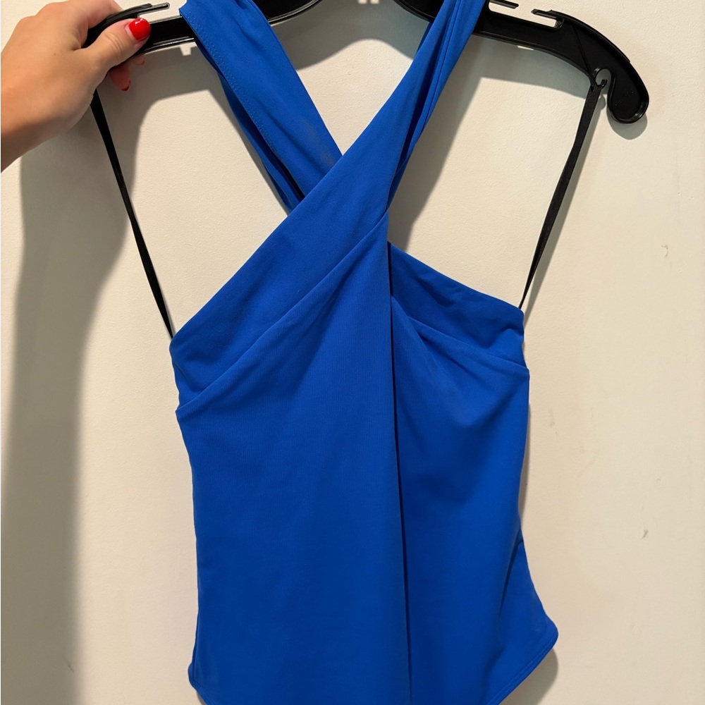 Babaton Royal Blue Cross-Back Bodysuit